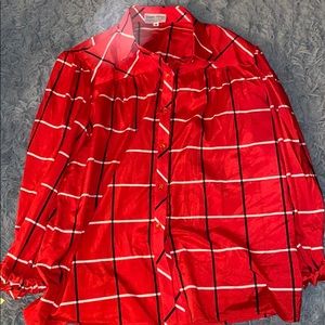 Red white black blouse